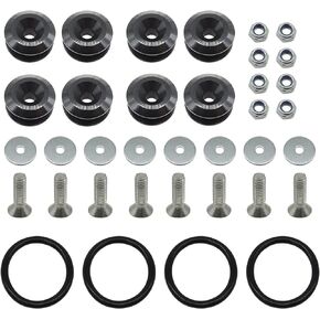 HiSport Car Body Bumper Quick Release Kit Front Rear Bumper Fasteners for Car Bumpers Trunk Fender Hatch Lids Kit (Black-8Pcs)