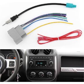Car Radio Wiring Harness Kit,Stereo Wiring Harness with Antenna Adapter & Butt Connectors,Compatible with Chrysler Jeep Dodge Aftermarket Radio Wire Harness Kit Car Accessories