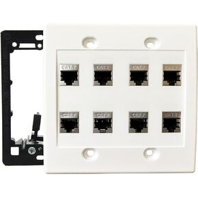 Cat7 Wall Plate - RJ45 Cat 7 Ethernet Wall Outlet, Female to Female Cat 7 Wall Plate, Cat 7 Ethernet Plate in Wall Outlet, for Network Outlet Setup - White (12 Port Cat 7)