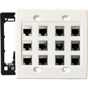 DIYTECH Cat7 Wall Plate - RJ45 Ethernet Wall Outlet, Female to Female Cat 7 Plate, for Network Setup - White (12 Port) in Kuwait