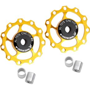 2Pcs Bicycle Rear Derailleur, Derailleurs, Wheel Bike Guide Roller Pulley, Ceramic Bearings, Bicycle Derailleur Accessories 11T