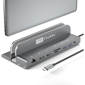 محطة إرساء الكمبيوتر المحمول USB C - ITD ITANDA - محطة إرساء محور الكمبيوتر المحمول، محطة إرساء 8 في 1 لأجهزة الكمبيوتر المحمول والهاتف USB C، متوافقة مع MacBook Pro وSamsung Galaxy Notebook in Kuwait