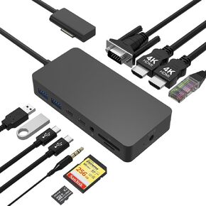 Microsoft Surface Dock with Triple Display 2 HDMI+VGA, Surface Pro Docking Station for Surface Pro 9/8/X/7/6/5/4/3, Surface Laptop 5/4/3/2/1, Surface Laptop Go 3/2/1, Surface Book 3/2/1 in Kuwait