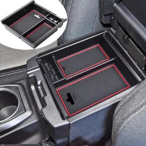 TACOBRO Center Console Organizer Compatible with Toyota Tacoma Accessories 2016 2017 2018 2019 2020 2021 2022 2023, Interior Armrest Insert Tray Underseat Storage Box, Black Trim