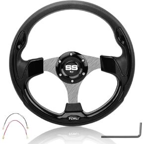 Universal Golf Cart Steering Wheel, Steering Wheel Hub Adapter (Sold Separately) with Assembly Screws and Wrenches, Fit Club Car Precedent EZGO Yamaha Most Golf Carts