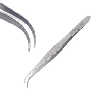 Lab Tweezers High Precision Forceps, Fine Strong Curved Point Tweezers, Stainless Steel (4 Inch)