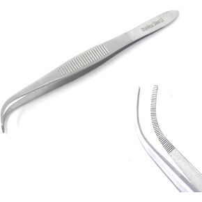 Lab Tweezers High Precision Forceps, Fine Strong Curved Point Tweezers, Stainless Steel (4 Inch)