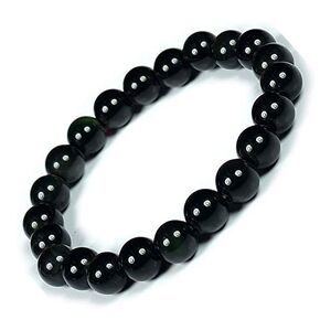 Black Tourmaline Bead Bracelet Chakra Energy Healing Protection Relieves Stress Anxiety Gift for Men & Women 8mm