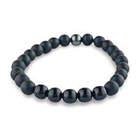 SoulKu Empowering Masculine Energies Bracelet for Men, Handmade Bracelets with Elastic Cord, Men's Bracelet for Strength, Inspirational Gifts for Father & Brother (Black Onyx, Strong)