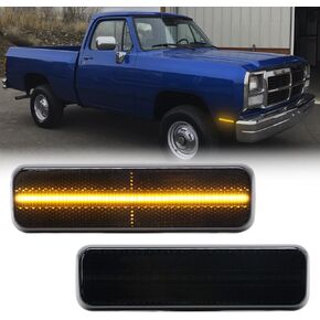 مصابيح تنفيس غطاء محرك السيارة LED المتسلسلة المدخنة من R&F متوافقة مع Ram 1500 (2010-2018) / Ram 1500 Classic (2019-2022) مصباح غطاء محرك السيارة، مؤشر ديناميكي، ضوء إشارة الانعطاف، غطاء محرك السيارة، ضوء القيادة
