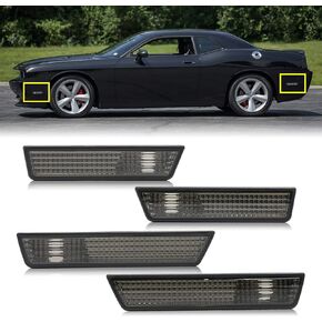 R&F Auto Smoked Sequential LED Hood Vent Lights Compatible with Ram 1500 (2010-2018) / Ram 1500 Classic (2019-2022) Hood Scoop Lamp Dynamic Indicator Turn Signal Light Hood Bezel Driving Light