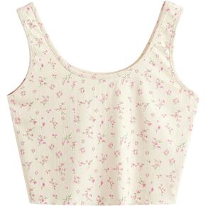 SweatyRocks Women's Casual Summer Floral Print Sleeveless Stretch Crop Tank Top