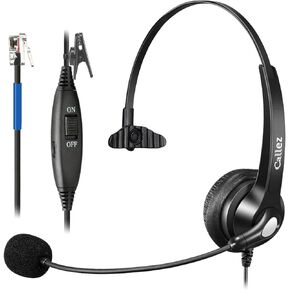 Callez RJ9 Phone Headset with Noise Cancelling Mic & Mute Switch, Corded Telephone Headset for Cisco 8851 8845 8841 8811 7965 7962 7945 7941 7841 7821 6941 6851 Plantronics M12 Office Landline Phones