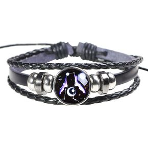 Constellation Leather Bracelet Adjustable Punk Bracelet Braided Rope Wristbands For Men Women