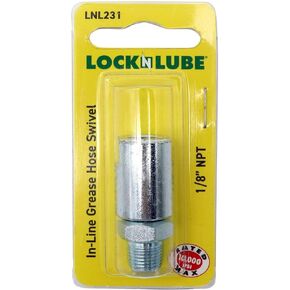 LockNLube LNL231 1/8" NPT In-Line Grease Hose Swivel - Fits all brands of manual grease gun