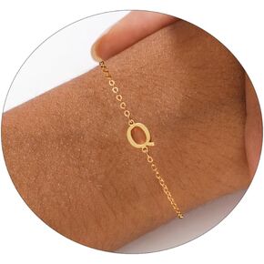 Kyerlyn Initial Bracelet for Women, Alphabet A-Z Adjustable Bracelets Tiny 14K Gold Plated Charm Dainty Bracelets for Girls Good Luck Meaning Fashion Everyday Jewelry Gift in Saudi Arabia