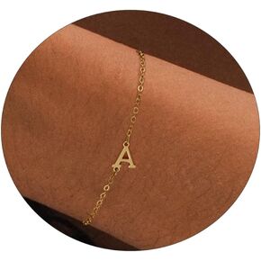 Kyerlyn Initial Bracelet for Women, Alphabet A-Z Adjustable Bracelets Tiny 14K Gold Plated Charm Dainty Bracelets for Girls Good Luck Meaning Fashion Everyday Jewelry Gift