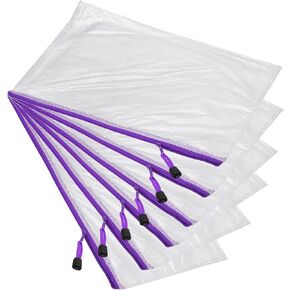 YOKIVE 12 Pack Mesh Zipper Bags, A4 Waterproof Mesh File Pockets | Plastic Document Bill Pouch Travel Bag, Great for Office Supply(Purple)