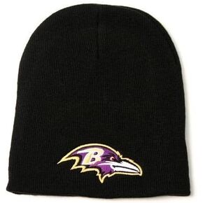 Baltimore Ravens Child/Kid's Black Cuffless Beanie Hat - NFL Youth Knit Skull Cap