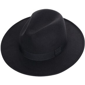 Classic Black Jazz Hat Fashion Fedora Hat Wide Brim Pork Pie Boater Hat Elegant Wool Felt Winter Hat for Women and Men