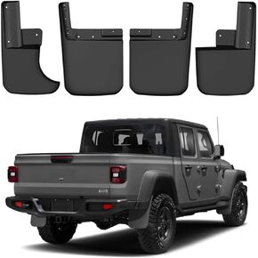 Mud Flaps for Jeep Gladiator JT 2019 2020 2021 2022 Guard Fender Front Rear Wheel Mudguard Carbon Fiber ABS No Drilling Required (Overland, North Edition)(Will Not Fit Rubicon) 4Piece/Set
