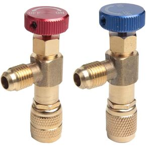 2Pcs Multifunctional R22/R410A Refrigeration Charging Adapter,Air Conditioning Charging Valve 1/4" SAE Male To 5/16"SAE Famale Safety Adaptor