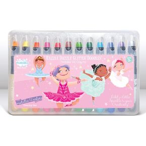 The Piggy Story Glitter Gel Crayons, Set of 12 Crayons in Dancing Star Design