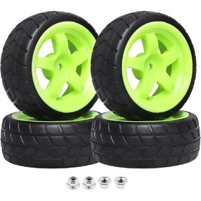 Hobbypark 4pcs-Pack 26mm Width RC Rubber Tires Plastic Wheel Rims 12mm Hub Mount for Redcat HSP 1:10th On Road Car Touring