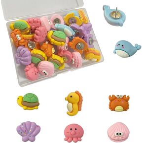 30 Pcs Animal Push Pins Cute Ocean Push Pins for Cork Board Decorative Push Pins Cute Animal Thumbtack for Photos Wall Maps Bulletin Board (Set A)