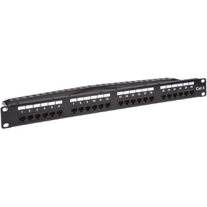 Monoprice 24-Port Cat6 Unshielded UL Listed Patch Panel, 1U, 110/Dual IDC, with Wire Support Bar, Metal Front, PoE+ (TAA), T568A/B, 22-24 AWG, Gold Plated Contacts, Black