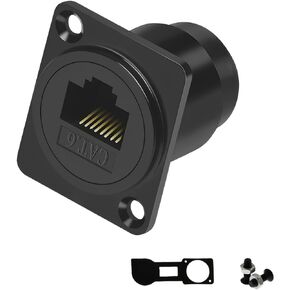 RJ45 Panel Mount Adapter - 8P8C Female-to-Female Connector, Compatible with CAT6A/CAT6/CAT5E/CAT5, XLR/D-Panel Mountable, Network Port Extender for LAN