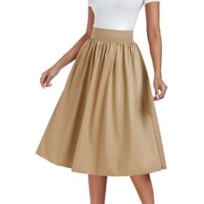 تنورة نسائية كاجوال عالية الخصر بطيات على شكل حرف A مع جيوب in Kuwait