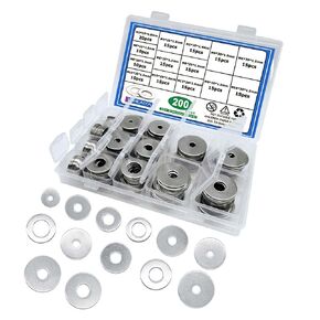 200Pcs Stainless Steel Fender Washers Assortment Accessories - M3-M12 Sizes, Ideal for Screws & Bolts, Packed Individually