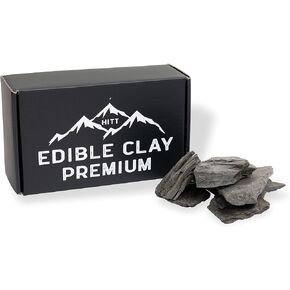 HITT Edible Clay Chunks - «Dark Magic» for Eating Zero Additives ASMR Food for Pica Cravings, Handpicked Edible Dirt Black Clay 200gr