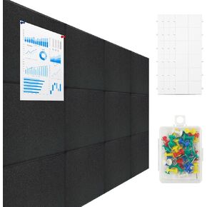 Vienrose Hexagon Felt Bulletin Board Self Adhesive Pin Board Wall Decoration Tiles with 35 Push Pins for Office Home and School, Blue Series 12 Pack
