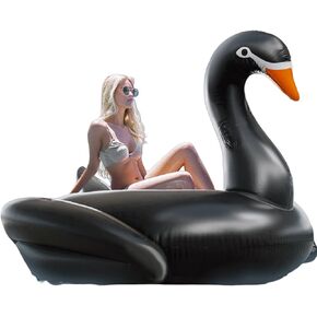 Giant Pool Float Adult Heavy Duty 70" Black Swan Pool Floaties for Adults Swimming Pool Lounger Float Pool Chair Float for Pool Games Beach Party Outdoor Water Play