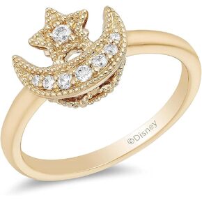 مجوهرات Jewelili Enchanted Disney الجميلة من الذهب الأصفر عيار 10 قيراط 1/10 قيراط والماس والياسمين والقمر والنجمة. in Saudi Arabia