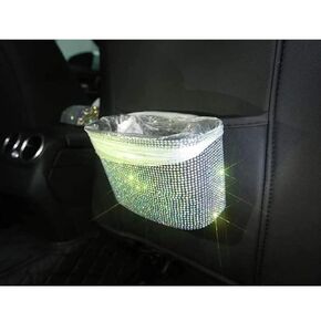 HYL World Bling Car Trash Can Crystal Car Garbage Can Rhinestones Auto Trash Container for Women Girls,Colorful