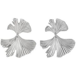Gold Large Geometric Statement Dangle Earrings for Women Bohemian Ginkgo Leaf Heart Flower Dangling Drop Earrings Exaggerated Metal Sectored Geometric Earrings Jewelry for Girls