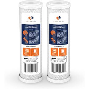 Aquaboon Carbon Water Filter Replacement Cartridge CTO 5 Micron 10 x 2.5" Water Filter for Whole House & Under Sink & Countertop System Compatible with WHEF-WHWC, WHKF-WHWC, WFPFC8002, FXWTC, 2-PACK