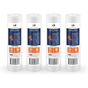 Aquaboon 10"x2.5" Grooved Sediment Water Filter Cartridge - Universal Whole House Water Filter - 1 Micron Water Filter Cartridge Replacement Compatible with AP110, whkf-gd05, SGC-25-1001, RS14, 2-Pack