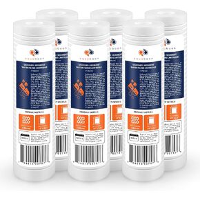 Aquaboon 10"x2.5" Grooved Sediment Water Filter Cartridge - Universal Whole House Water Filter - 1 Micron Water Filter Cartridge Replacement Compatible with AP110, whkf-gd05, SGC-25-1001, RS14, 2-Pack