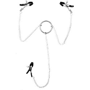 Body Clamps with Chain Stainless Steel Body Ring Adjustable Body Clamps Non-Piercing Non-Piercing Body Jewelry for Women Men