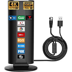 TV Antenna, Digital Antenna for Smart TV Indoor, 2024 Upgraded TV Antenna for Local Channels 900+ Miles Range with Amplifier Signal Booster, Antenna for Smart TV, Support 8K 4K 1080P, 32ft Coax Cable in Kuwait