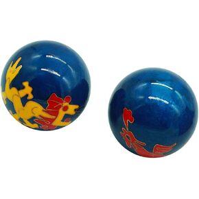 BRABUD 1.5'' Cloisonne Health Hand Balls Carved Dragon and Phoenix Pattern Exercise Stress Balls Craft Collection BS148 (S, Blue)