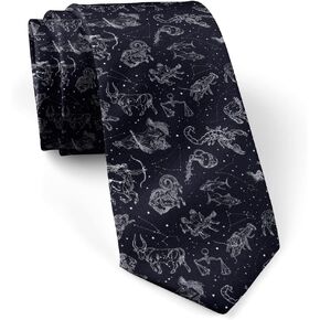 ( Zodiac Signs Constellations Stars ) Fashion Novelty Necktie, Conversation Neckwear Ties Great for Party and Events