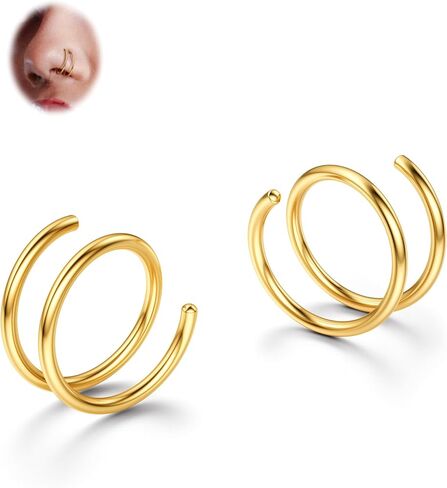 BodyBonita 2-8 قطع ناعمة 316L من الفولاذ المقاوم للصدأ حلقة أنف مزدوجة للثقب الفردي 22 جرام 20 جرام 18 جرام حلقات أنف حلزونية قابلة للانحناء للنساء 8 مم 10 مم in Saudi Arabia