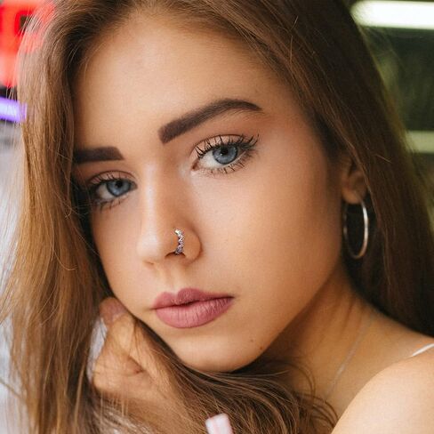 Nose Hoops Silver Nose Rings Multi Shaped Moon Heart Star Nose Rings Hoops Lip Septum Cartilage Nose Piercing Jewelry 12PCS Hoop Nose Ring Set 20G 8MM Nose Hoop For Women Men in Saudi Arabia
