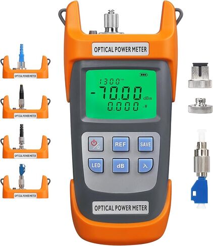 مقياس طاقة الألياف الضوئية 2 في 1 باللون البرتقالي A-G710A مع ضوء LED مدمج (-70) ديسيبل ميلي واط ~(+10) ديسيبل ميلي واط OPM مع محول ذكر FC إلى LC أنثى اختبار الكابلات الضوئية مقياس الطاقة الضوئية واجهة SC/FC/ST in Kuwait