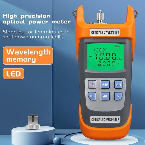 مقياس طاقة الألياف الضوئية 2 في 1 باللون البرتقالي A-G710A مع ضوء LED مدمج (-70) ديسيبل ميلي واط ~(+10) ديسيبل ميلي واط OPM مع محول ذكر FC إلى LC أنثى اختبار الكابلات الضوئية مقياس الطاقة الضوئية واجهة SC/FC/ST in Kuwait